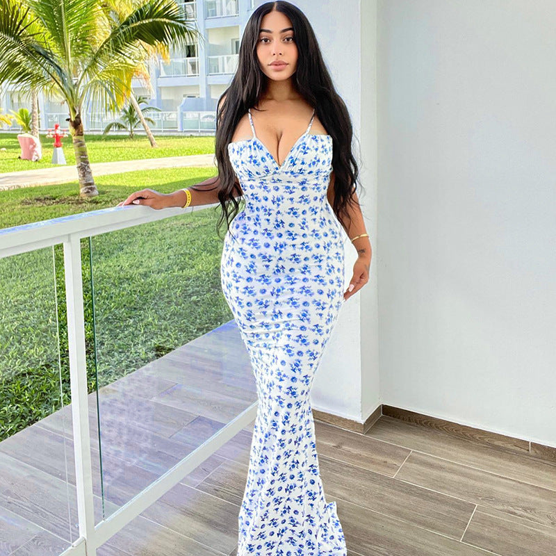 Floral Lace-Up Summer Dress