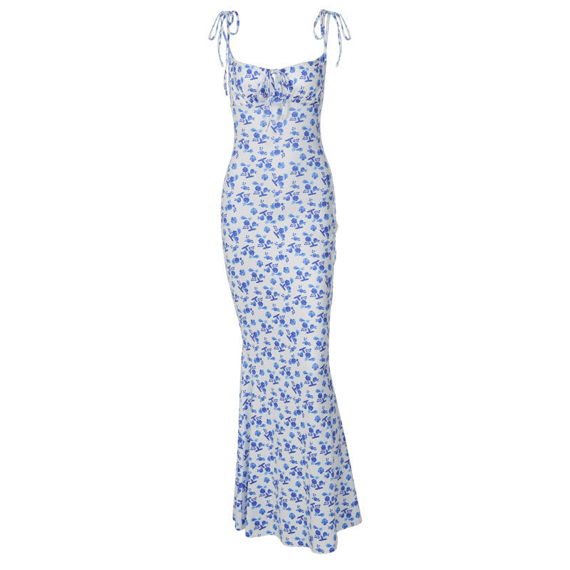 Floral Lace-Up Summer Dress