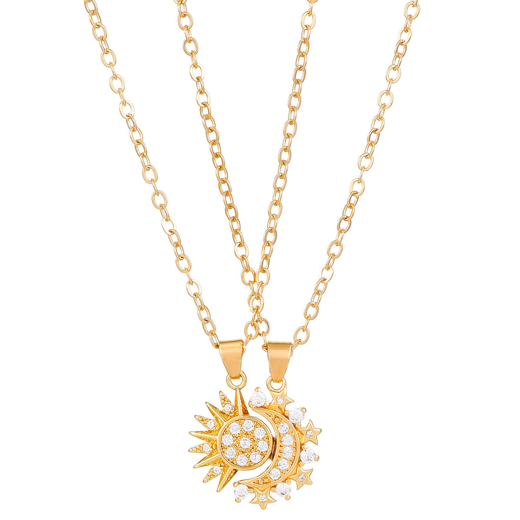 Magnetic Sun & Moon Couple Necklace – Matching Love Pendants for Lovers