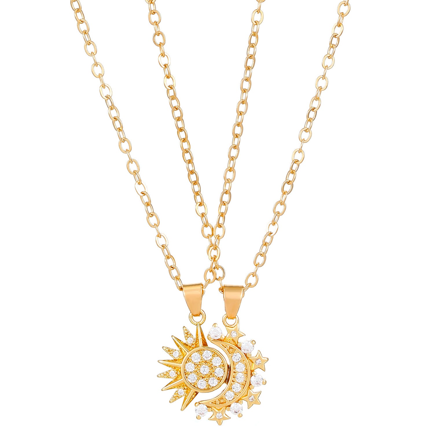 Magnetic Sun & Moon Couple Necklace – Matching Love Pendants for Lovers