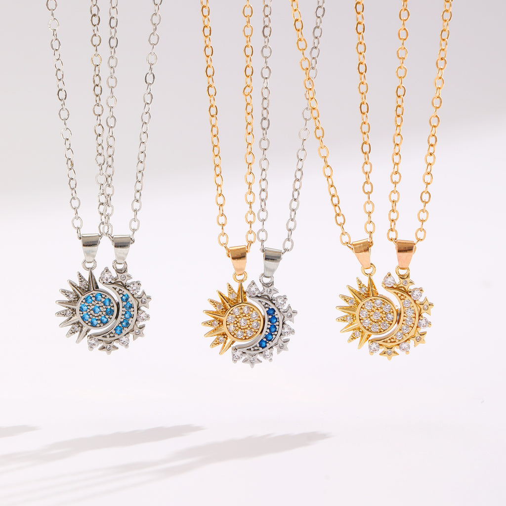 Magnetic Sun & Moon Couple Necklace – Matching Love Pendants for Lovers